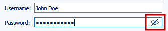 Login-Dialog, Passwort unsichtbar