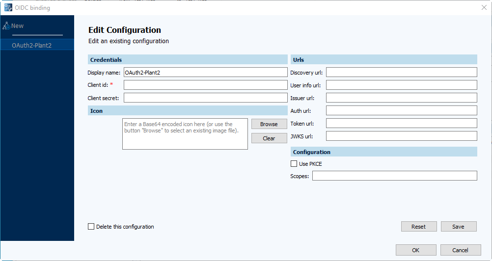 OIDC binding Edit Configuration