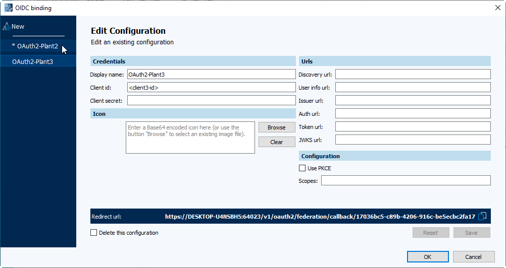 Unsaved configuration