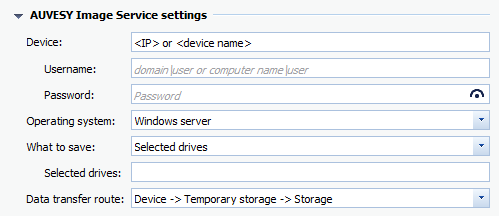 Job configuration, section AUVESY Image Service settings