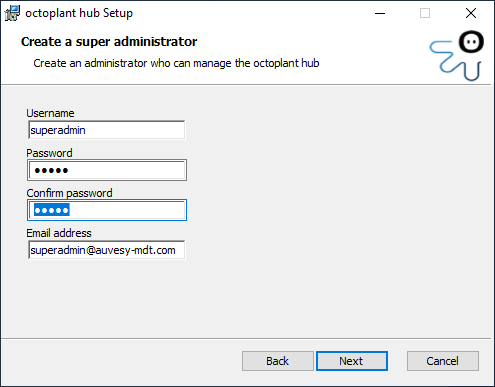 Create installation wizard, super administrator