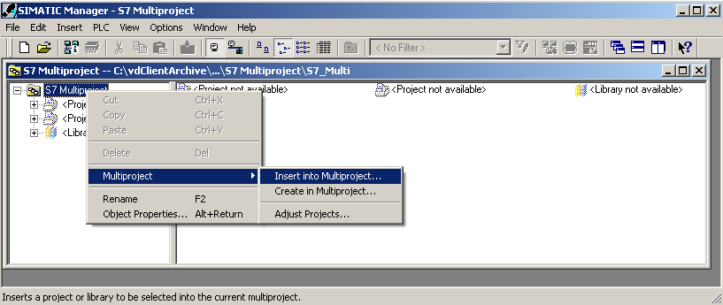 Integrating existing S7 Multiprojects into octoplant directly