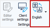 Menu bar, Tab Extras, Language