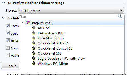 Configuración de tareas, Configuraciones de GE Proficy Machine Edition