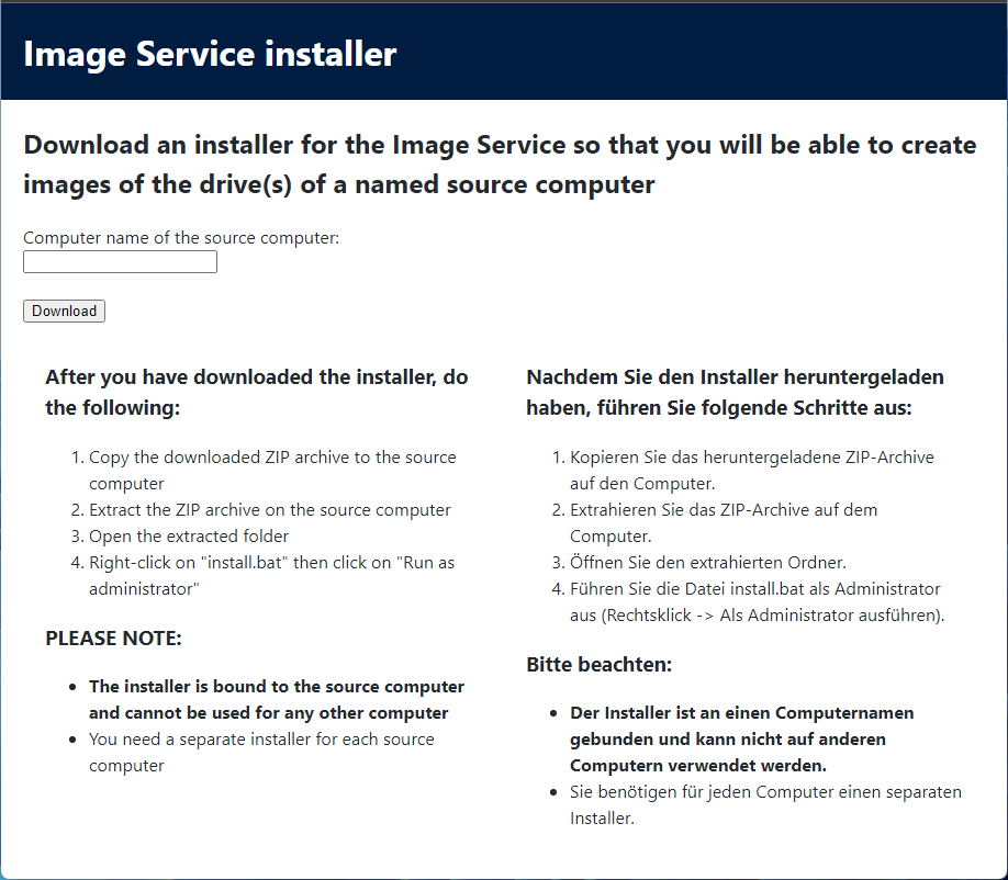 Formulario de la Instalación Web