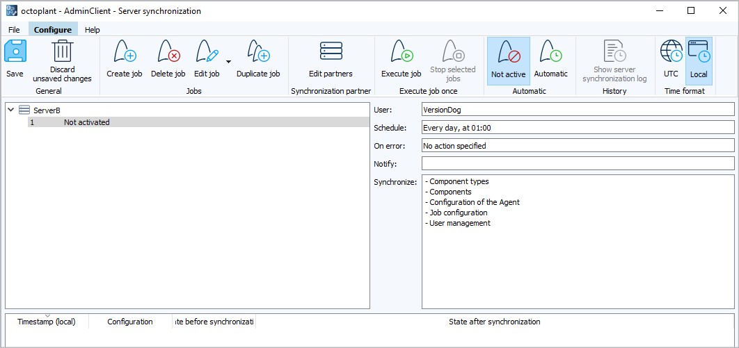Abbildung: Dialog Serversynchronisation, Jobdetails