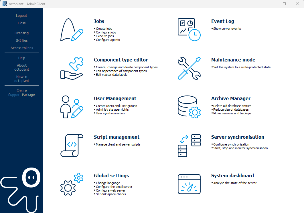 Abbildung: Hauptfenster AdminClient