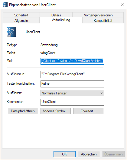 Abbildung: UserClient Eigenschaften