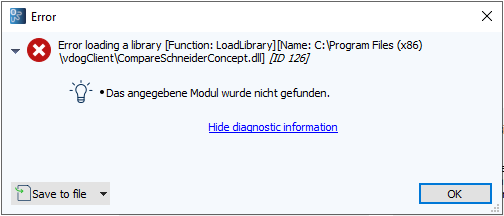 Abbildung: Fehlermeldung Fehler 126