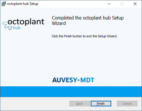 Abbildung: octoplant hub Setup, Installation abgeschlossen