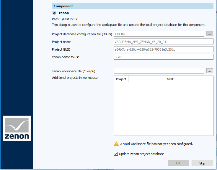Abbildung: Dialog Datenadapter für zenon-Projekte, Check-Out