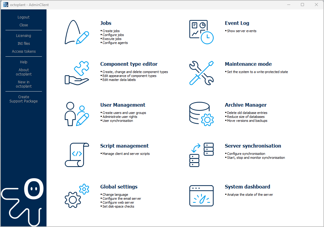 Figure: AdminClient main window