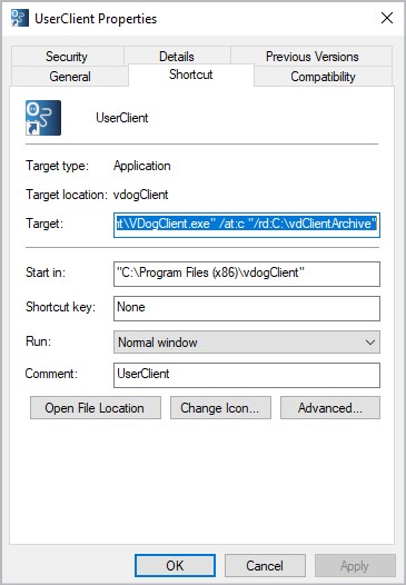 Figure: UserClient properties