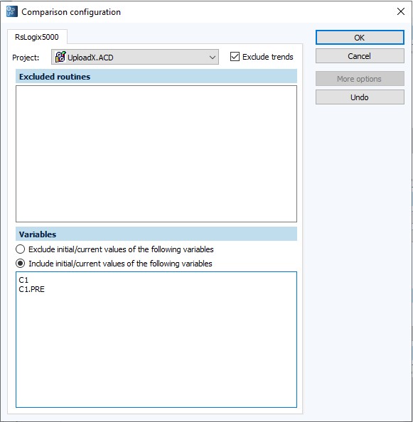 Figure: Comparison configuration dialog