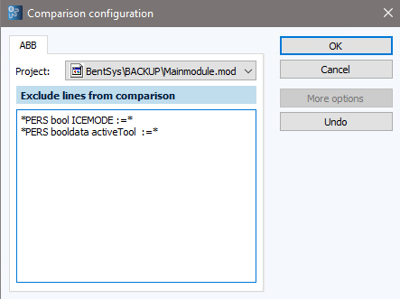 Figure: Comparison configuration dialog