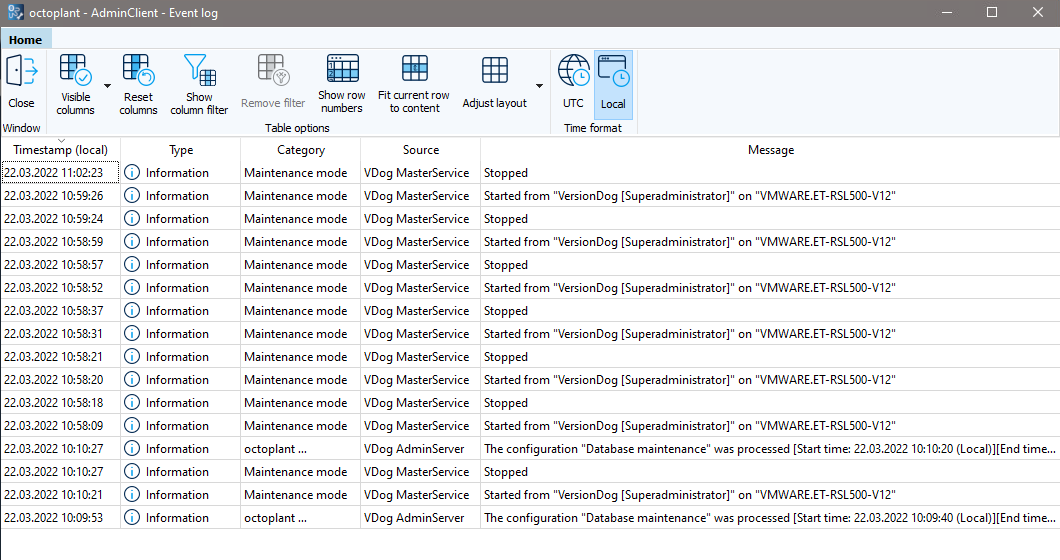 Figure: Event log module