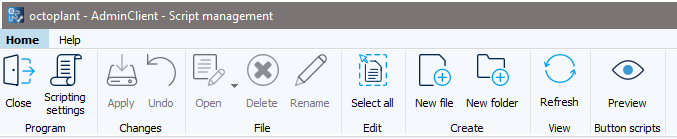 Figure: Script management module, menu bar