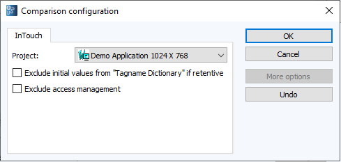 Figure: Comparison configuration dialog