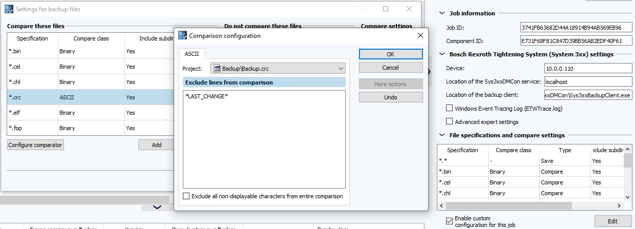 Figure: Configure Comparison dialog, CRC files