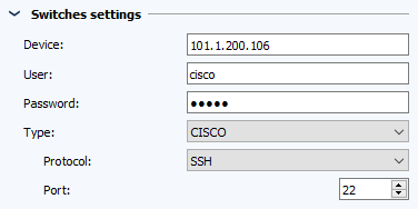 Figure: Job configuration Cisco Catalyst switches