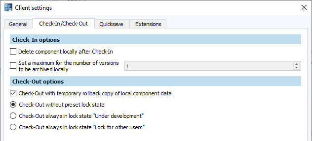 Figure: Client settings dialog