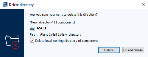 Figure: Delete directory dialog, with components