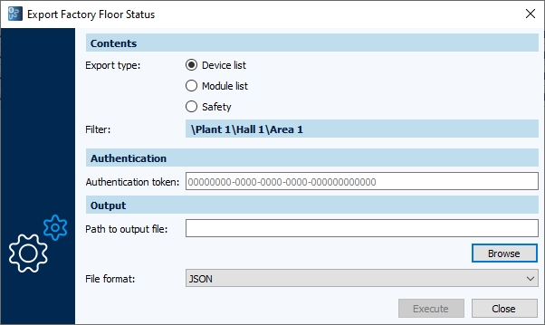 Figure: Export, folder filter
