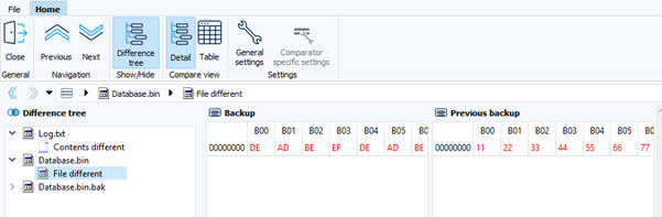 Figure: Comparison Database.bin file