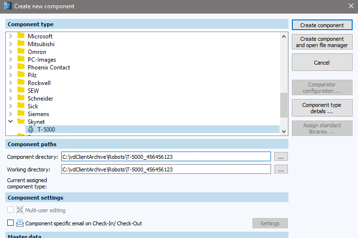 Figure: Creating new component T-5000