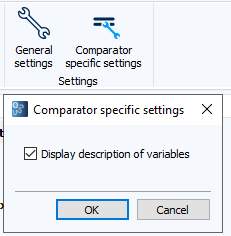 Figure: Comparator-specific settings dialog