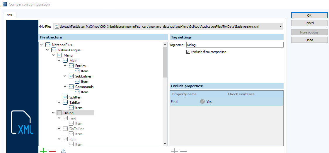 Figure: Comparison configuration dialog