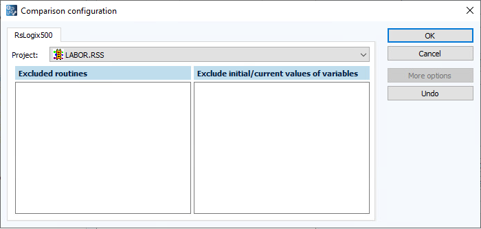 Figure: Comparison configuration dialog