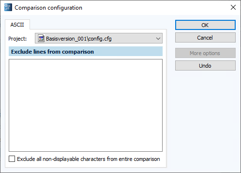 Figure: Comparison configuration dialog