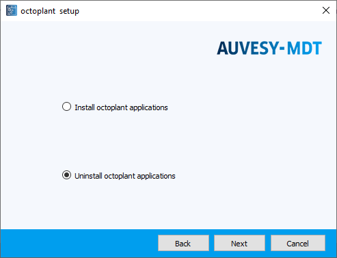 Figure: Installation wizard, uninstalling octoplant applications