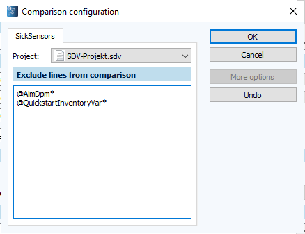 Figure: UserClient, Comparison configuration dialog