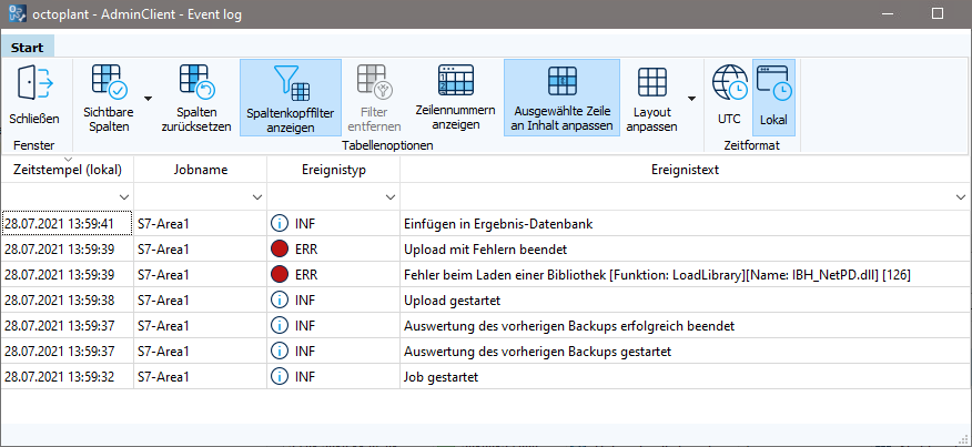 Figure: Event log module, no driver installed via IBH-Link
