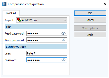 Figure: Comparison configuration dialog