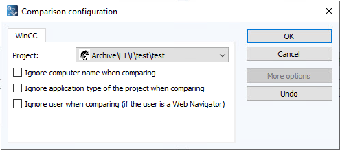 Figure: Comparison configuration dialog