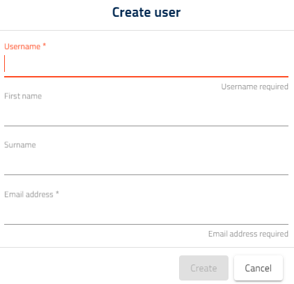 Figure: Create user dialog