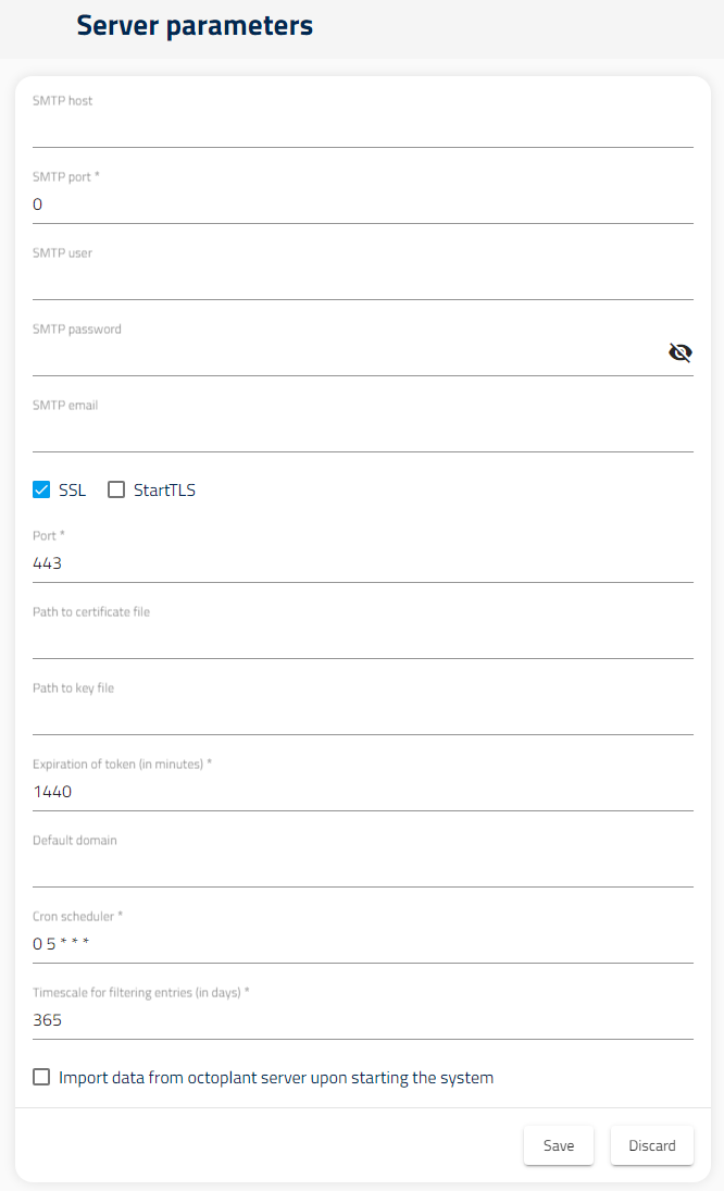 Figure: Server parameters module