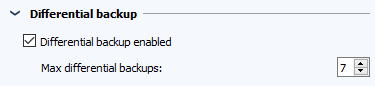 Figure: Job configuration, Differential backup section