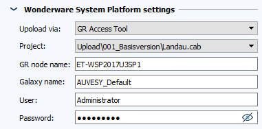 Figure: Job configuration, Wonderware System Platform settings section