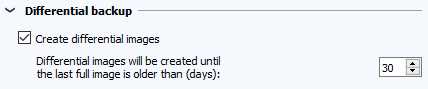 Figure: Job configuration, Differential Backup section