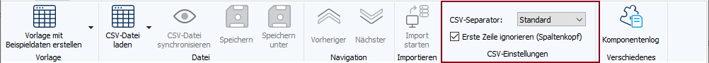 Figure: Easy Asset Integrator, CSV settings