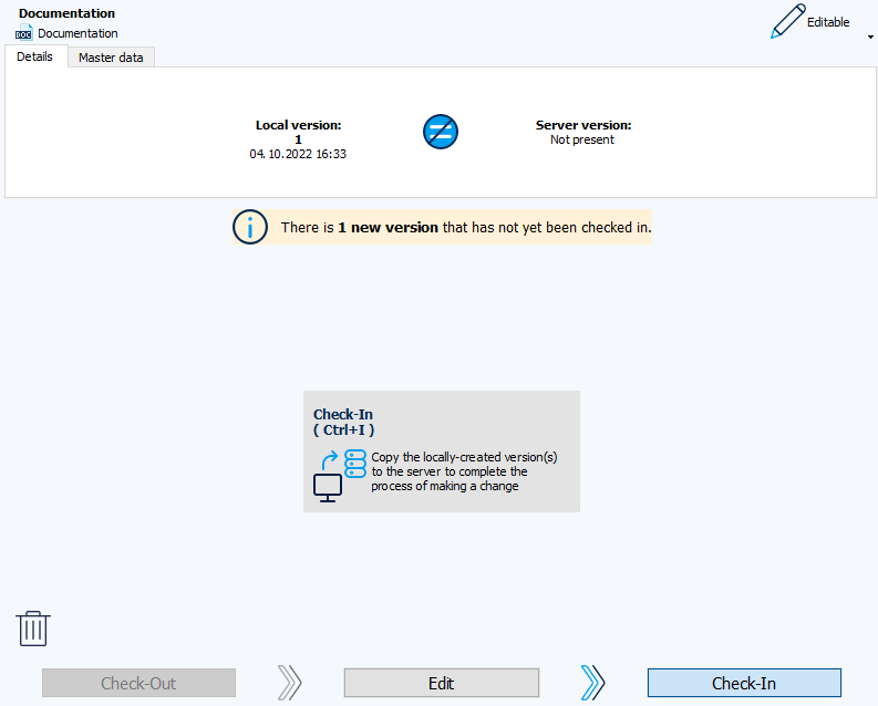 Figure: Workspace, Check-In view