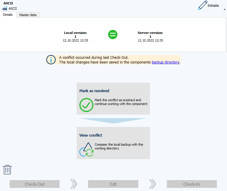 Figure: Workspace, Conflicts view