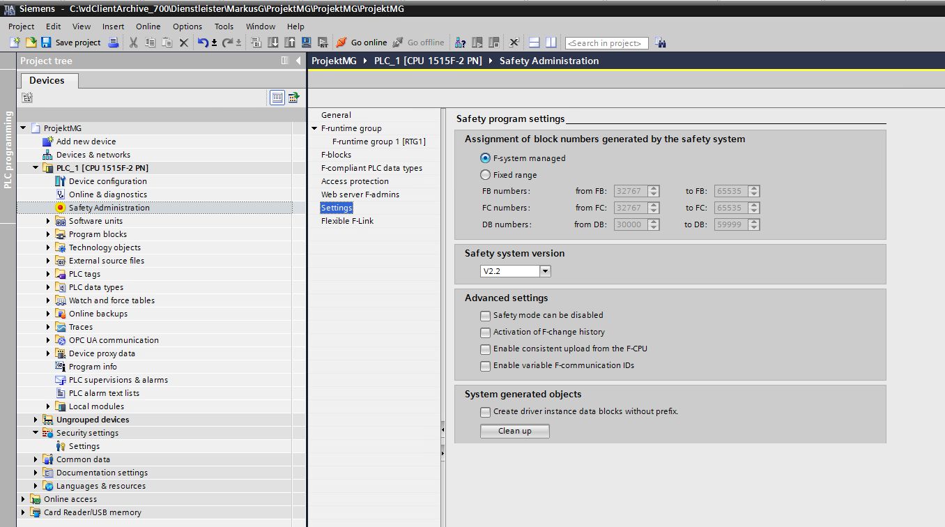 Figure: TIA Portal: Consistent loading from the F-CPU