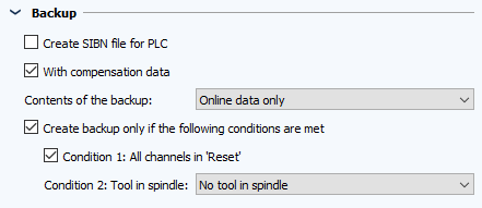 Figure: Job configuration, Backup section