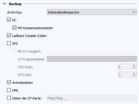 Figure: Job configuration, backup and backup conditions sections