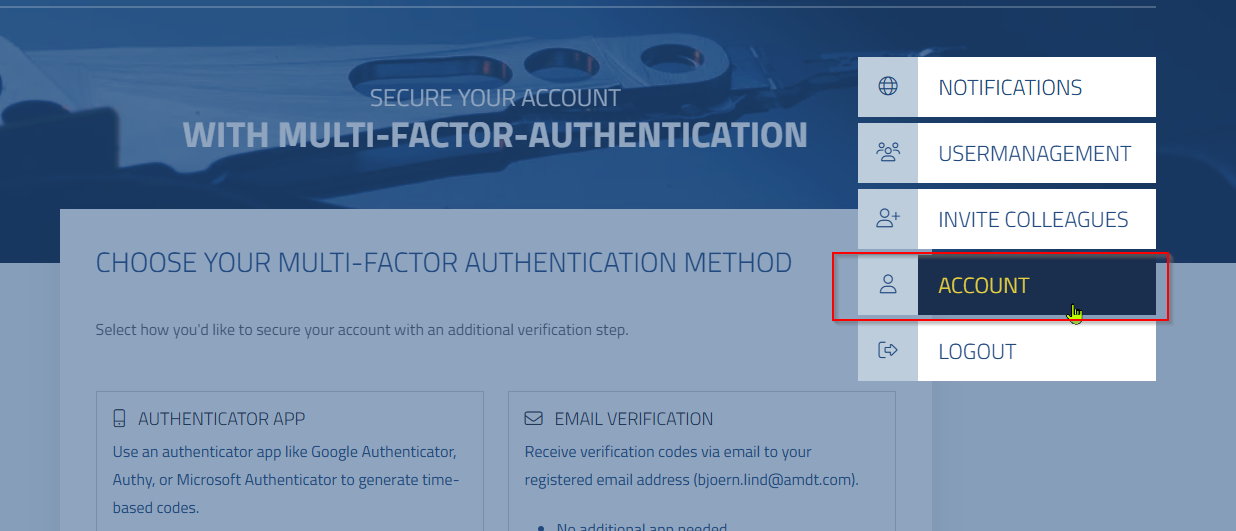 Figure: User menu